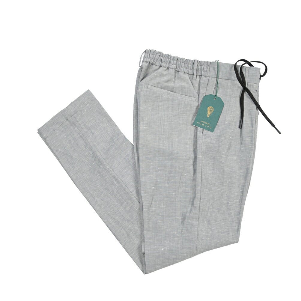 BERWICH “SPIAGGIA 1P” リネン混ウール ドローコード付きイージースラックス グレー(grey) 46 | GUARDAROBA MILANO OFFICIAL STORE