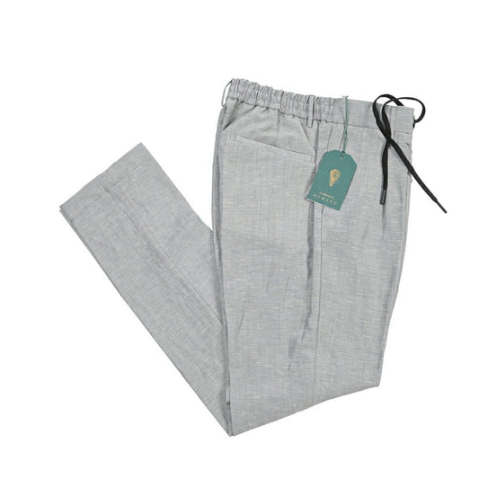 BERWICH “SPIAGGIA 1P” リネン混ウール ドローコード付きイージースラックス グレー(grey) 46 | GUARDAROBA MILANO OFFICIAL STORE