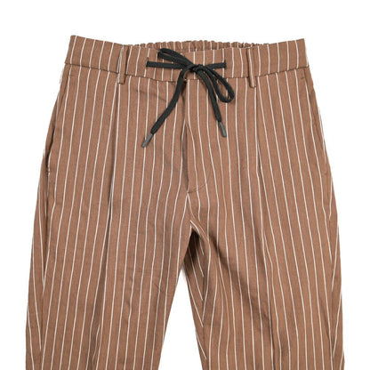 BERWICH “SPIAGGIA 1P” リネン混 ドローコード付きワンタックイージーパンツ ブラウン(brown) 48 | GUARDAROBA MILANO OFFICIAL STORE