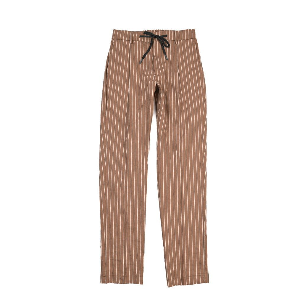 BERWICH “SPIAGGIA 1P” リネン混 ドローコード付きワンタックイージーパンツ ブラウン(brown) 48 | GUARDAROBA MILANO OFFICIAL STORE