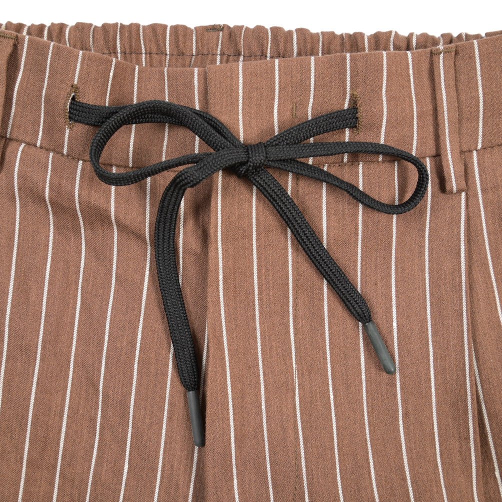 BERWICH “SPIAGGIA 1P” リネン混 ドローコード付きワンタックイージーパンツ ブラウン(brown) 48 | GUARDAROBA MILANO OFFICIAL STORE