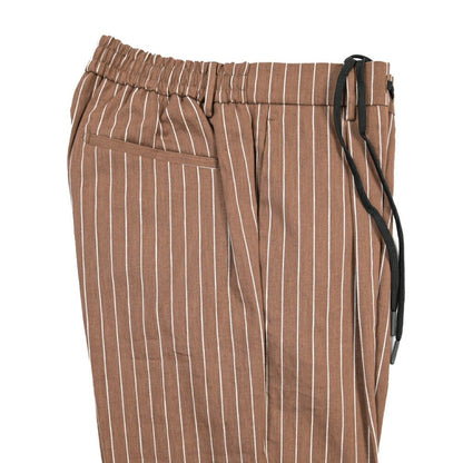 BERWICH “SPIAGGIA 1P” リネン混 ドローコード付きワンタックイージーパンツ ブラウン(brown) 48 | GUARDAROBA MILANO OFFICIAL STORE