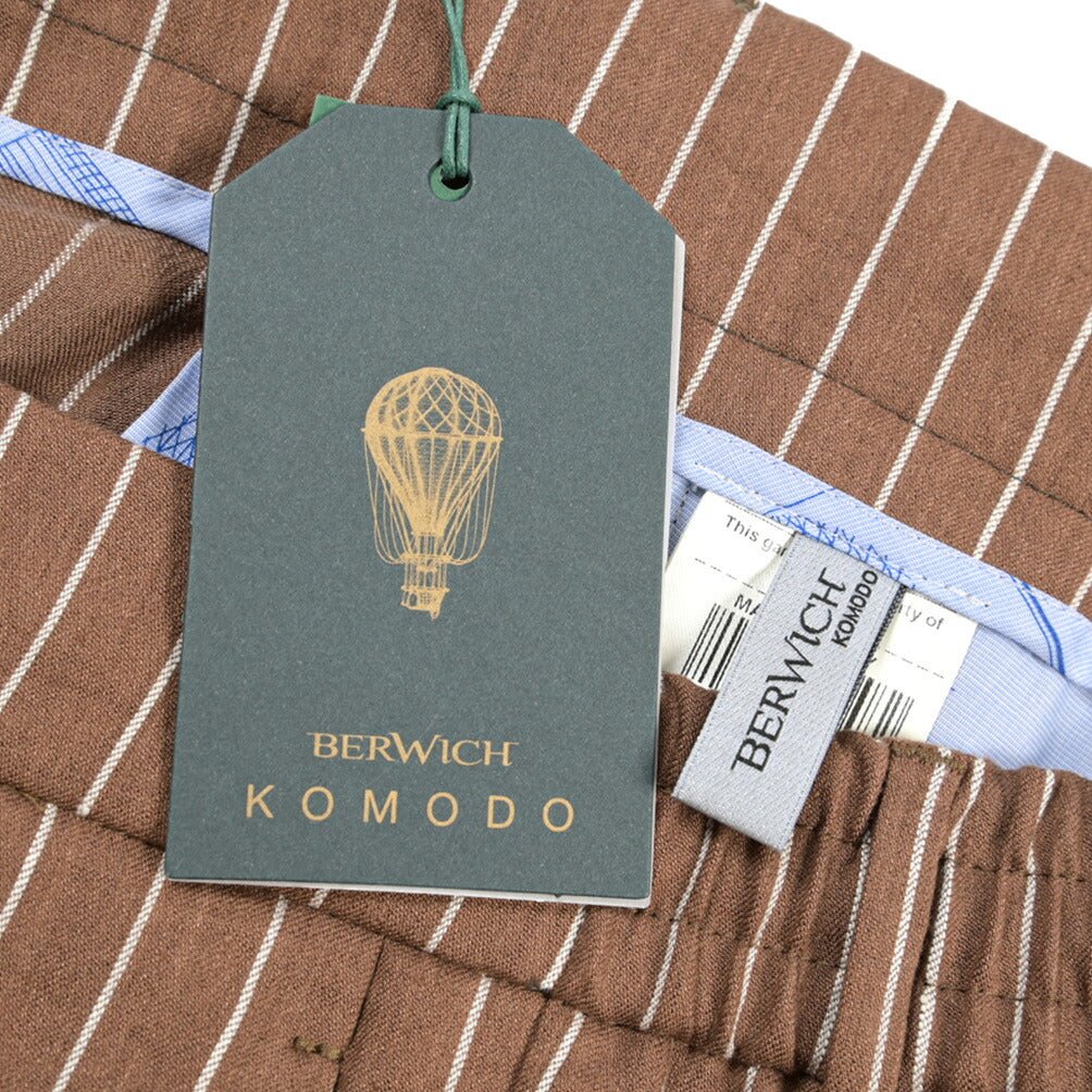 BERWICH “SPIAGGIA 1P” リネン混 ドローコード付きワンタックイージーパンツ ブラウン(brown) 48 | GUARDAROBA MILANO OFFICIAL STORE