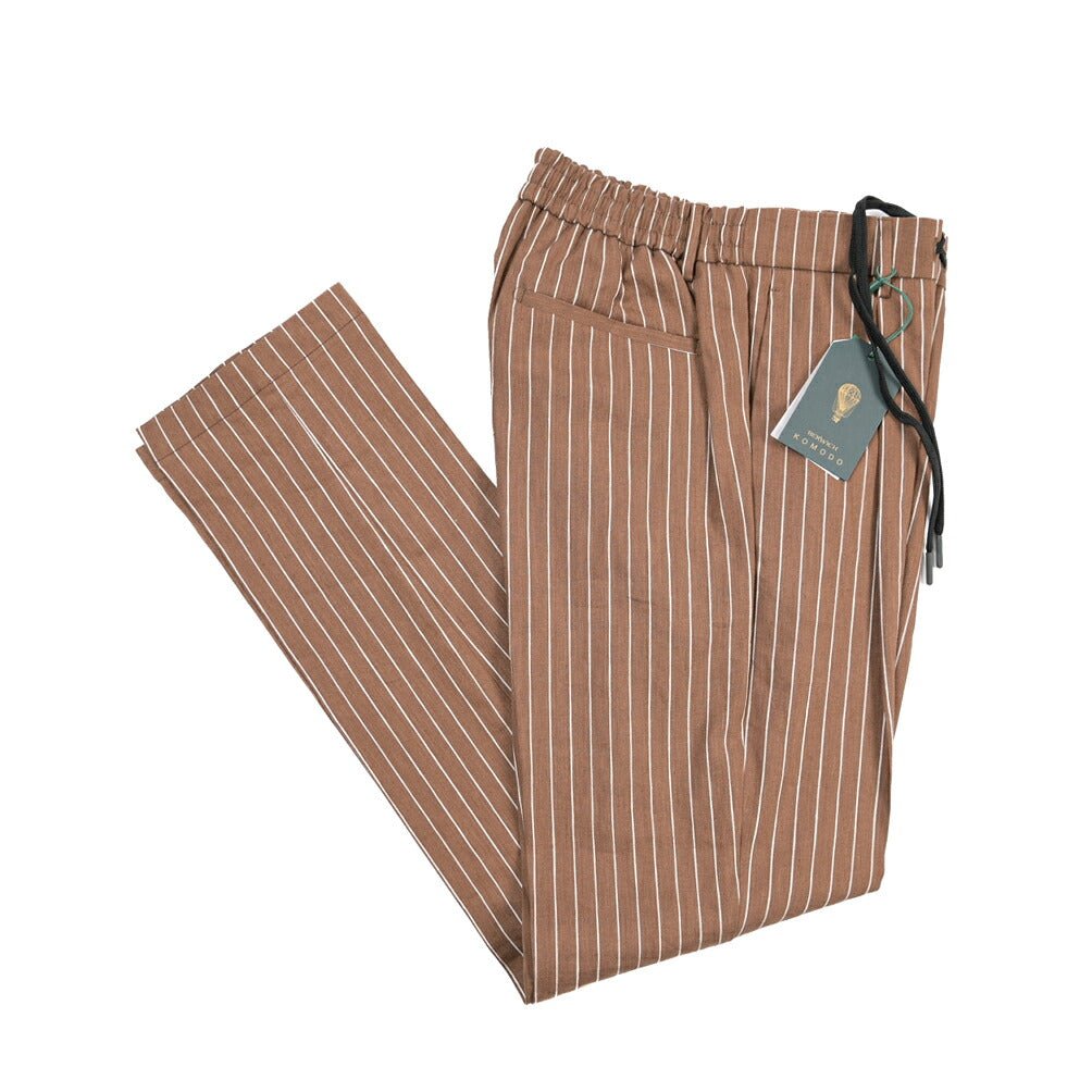 BERWICH “SPIAGGIA 1P” リネン混 ドローコード付きワンタックイージーパンツ ブラウン(brown) 48 | GUARDAROBA MILANO OFFICIAL STORE