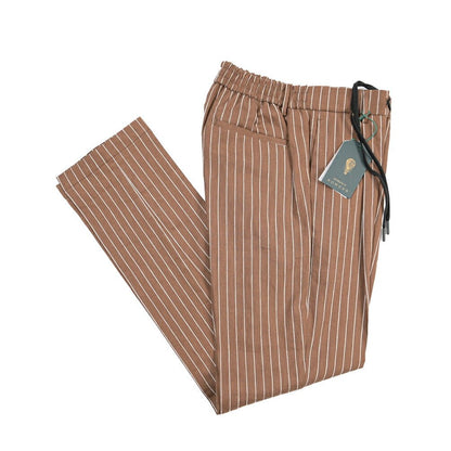 BERWICH “SPIAGGIA 1P” リネン混 ドローコード付きワンタックイージーパンツ ブラウン(brown) 48 | GUARDAROBA MILANO OFFICIAL STORE