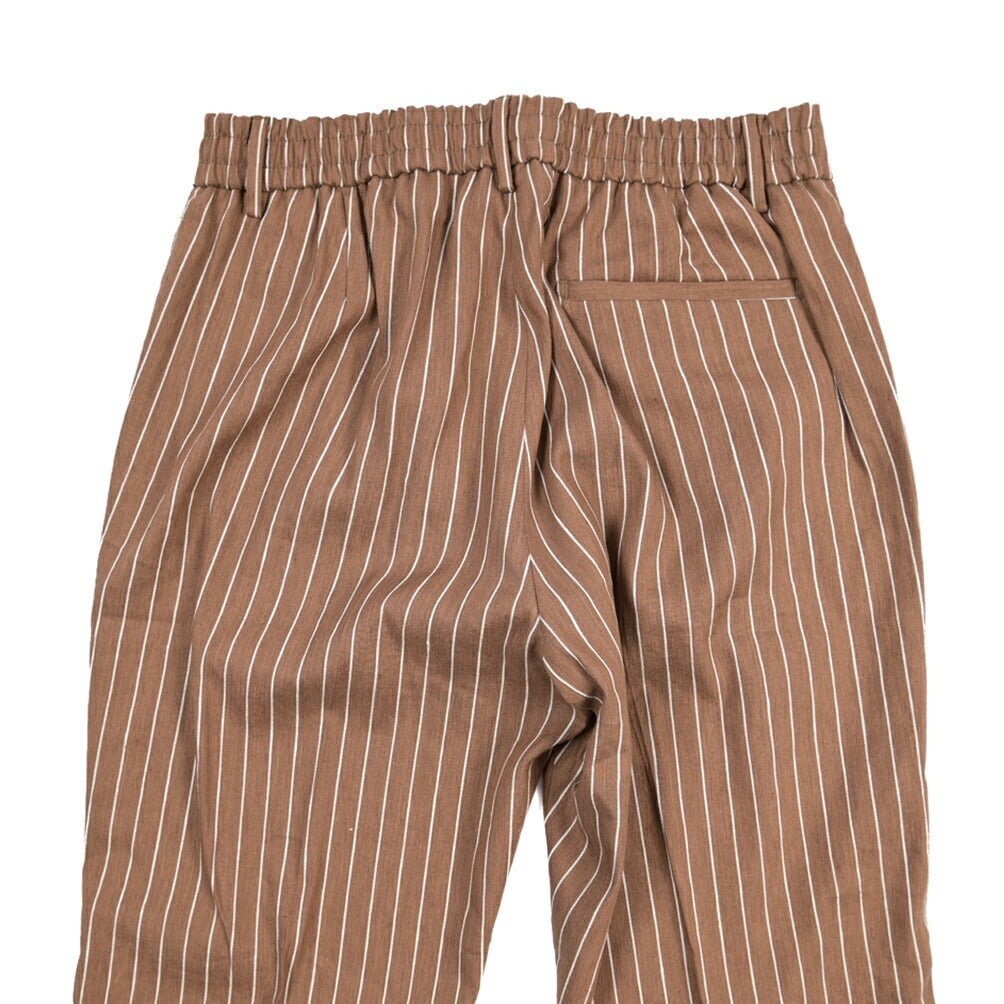 BERWICH “SPIAGGIA 1P” リネン混 ドローコード付きワンタックイージーパンツ ブラウン(brown) 48 | GUARDAROBA MILANO OFFICIAL STORE