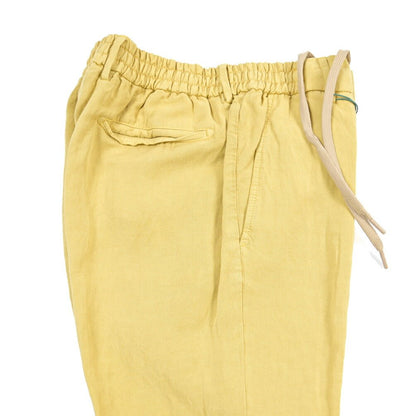 BERWICH “SPIAGGIA 1P-GD” リネン混 ドローコード付きワンタックイージーパンツ イエロー(lime4673) 46 | GUARDAROBA MILANO OFFICIAL STORE