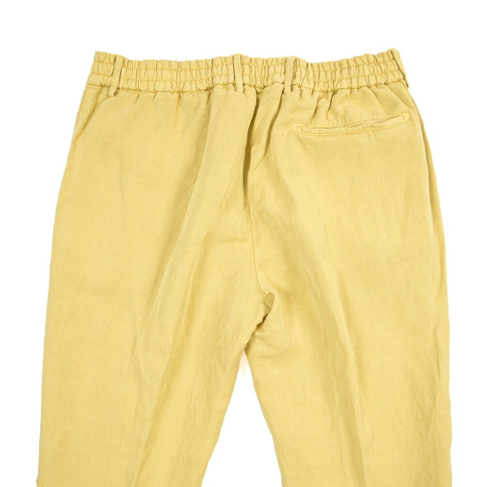 BERWICH “SPIAGGIA 1P-GD” リネン混 ドローコード付きワンタックイージーパンツ イエロー(lime4673) 46 | GUARDAROBA MILANO OFFICIAL STORE