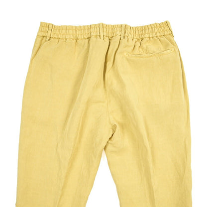 BERWICH “SPIAGGIA 1P-GD” リネン混 ドローコード付きワンタックイージーパンツ イエロー(lime4673) 46 | GUARDAROBA MILANO OFFICIAL STORE