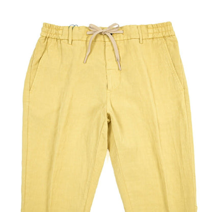 BERWICH “SPIAGGIA 1P-GD” リネン混 ドローコード付きワンタックイージーパンツ イエロー(lime4673) 46 | GUARDAROBA MILANO OFFICIAL STORE
