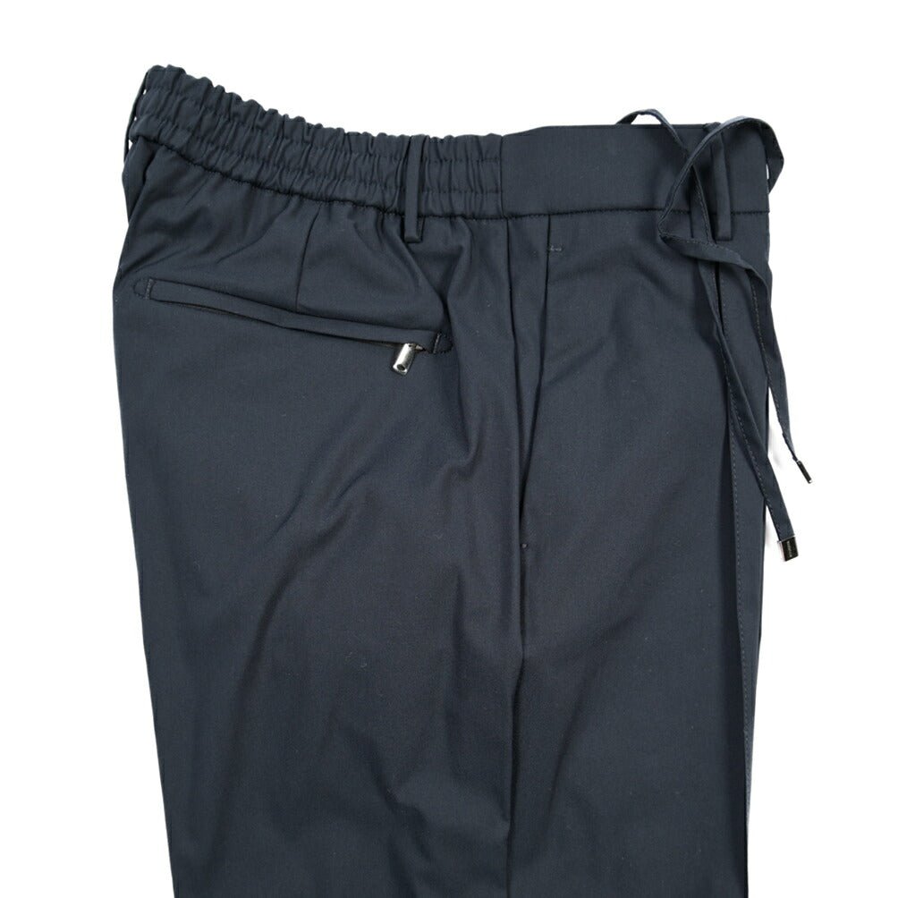 BERWICH “SPIAGGIA 1P TECH” ストレッチナイロン ワンタックイージーパンツ ネイビー(navy) 46 | GUARDAROBA MILANO OFFICIAL STORE