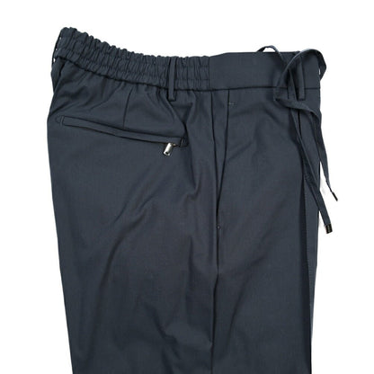 BERWICH “SPIAGGIA 1P TECH” ストレッチナイロン ワンタックイージーパンツ ネイビー(navy) 46 | GUARDAROBA MILANO OFFICIAL STORE