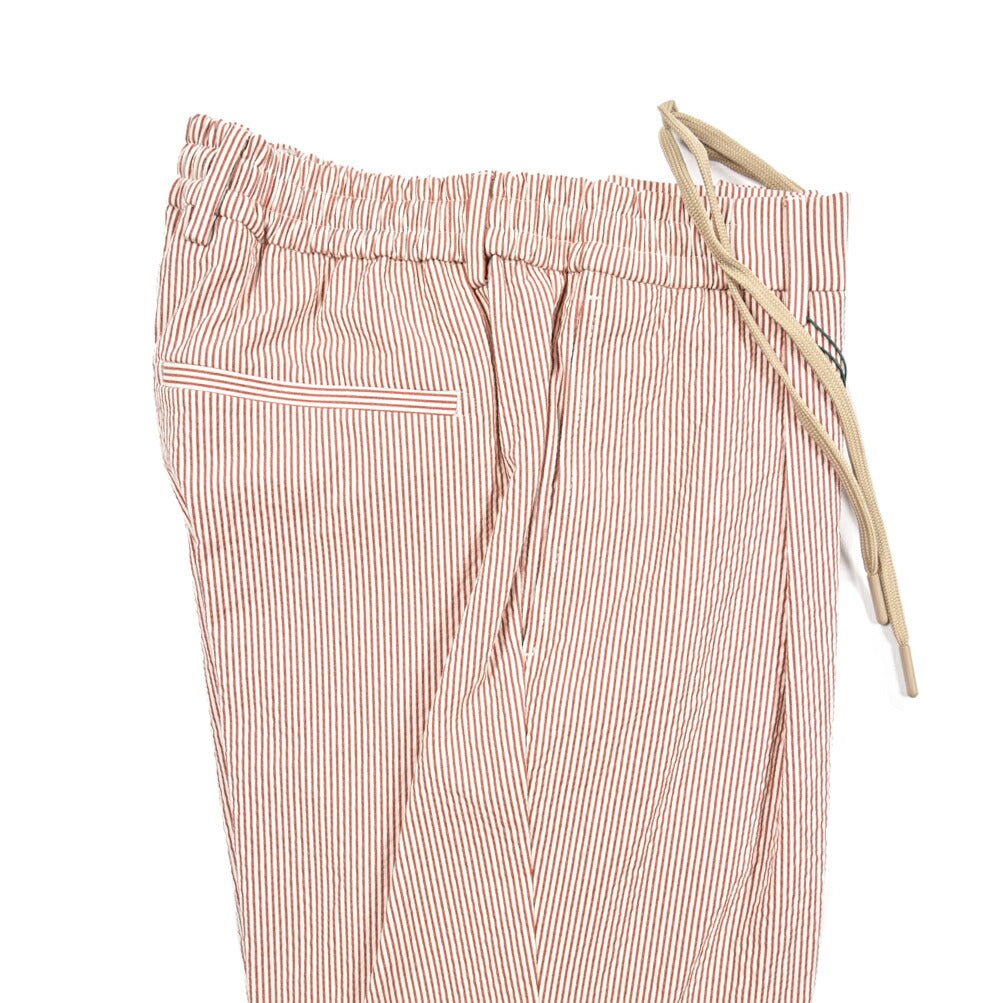 BERWICH "SPIAGGIA" ストレッチコットン ドローコード付きシアサッカーパンツ｜424728 - 48｜GUARDAROBA MILANO OFFICIAL STORE