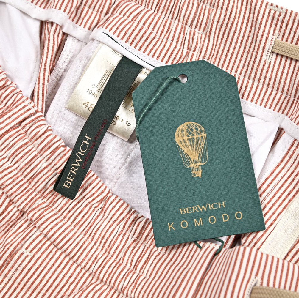 BERWICH "SPIAGGIA" ストレッチコットン ドローコード付きシアサッカーパンツ｜424728 - 48｜GUARDAROBA MILANO OFFICIAL STORE
