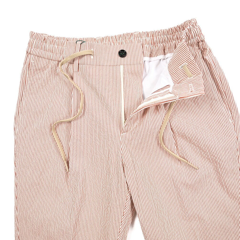 BERWICH "SPIAGGIA" ストレッチコットン ドローコード付きシアサッカーパンツ｜424728 - 48｜GUARDAROBA MILANO OFFICIAL STORE