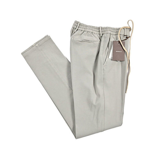 BERWICH "SPIAGGIA SLIM" ビスコース混コットン ドローコード付きイージーパンツ ライトグレー(conza701) 48 | GUARDAROBA MILANO OFFICIAL STORE