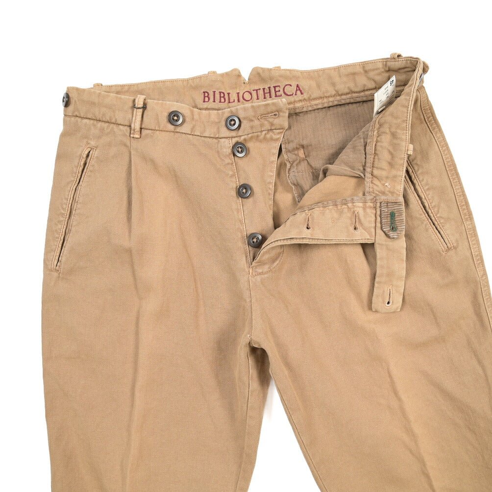 BERWICH “THECA 1P” リネン混コットン ワンタックパンツ ベージュ(s439) 48 | GUARDAROBA MILANO OFFICIAL STORE