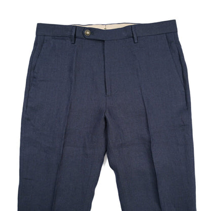 BERWICH “VULCANO 23” リネン100% ノータックスラックス ネイビー(navy) 48 | GUARDAROBA MILANO OFFICIAL STORE