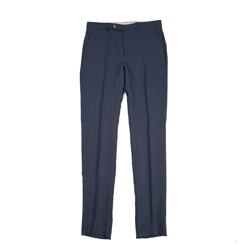 BERWICH “VULCANO 23” リネン100% ノータックスラックス ネイビー(navy) 48 | GUARDAROBA MILANO OFFICIAL STORE