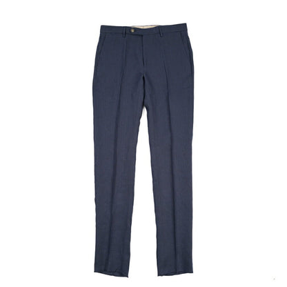 BERWICH “VULCANO 23” リネン100% ノータックスラックス ネイビー(navy) 48 | GUARDAROBA MILANO OFFICIAL STORE