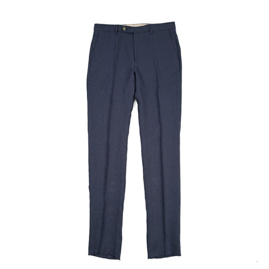 BERWICH “VULCANO 23” リネン100% ノータックスラックス ネイビー(navy) 48 | GUARDAROBA MILANO OFFICIAL STORE
