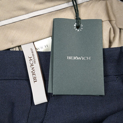 BERWICH “VULCANO 23” リネン100% ノータックスラックス ネイビー(navy) 48 | GUARDAROBA MILANO OFFICIAL STORE