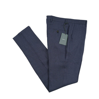 BERWICH “VULCANO 23” リネン100% ノータックスラックス ネイビー(navy) 48 | GUARDAROBA MILANO OFFICIAL STORE
