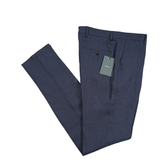 BERWICH “VULCANO 23” リネン100% ノータックスラックス ネイビー(navy) 48 | GUARDAROBA MILANO OFFICIAL STORE