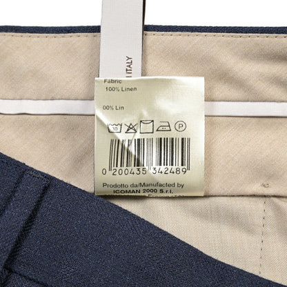 BERWICH “VULCANO 23” リネン100% ノータックスラックス ネイビー(navy) 48 | GUARDAROBA MILANO OFFICIAL STORE