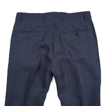 BERWICH “VULCANO 23” リネン100% ノータックスラックス ネイビー(navy) 48 | GUARDAROBA MILANO OFFICIAL STORE