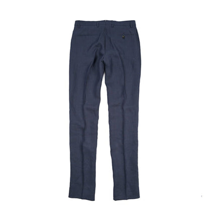 BERWICH “VULCANO 23” リネン100% ノータックスラックス ネイビー(navy) 48 | GUARDAROBA MILANO OFFICIAL STORE