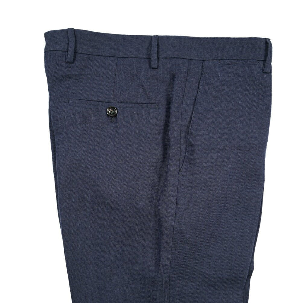 BERWICH “VULCANO 23” リネン100% ノータックスラックス ネイビー(navy) 48 | GUARDAROBA MILANO OFFICIAL STORE
