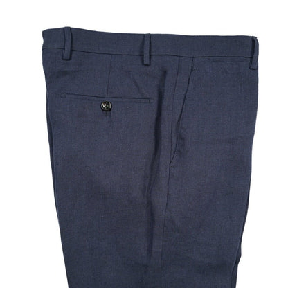 BERWICH “VULCANO 23” リネン100% ノータックスラックス ネイビー(navy) 48 | GUARDAROBA MILANO OFFICIAL STORE