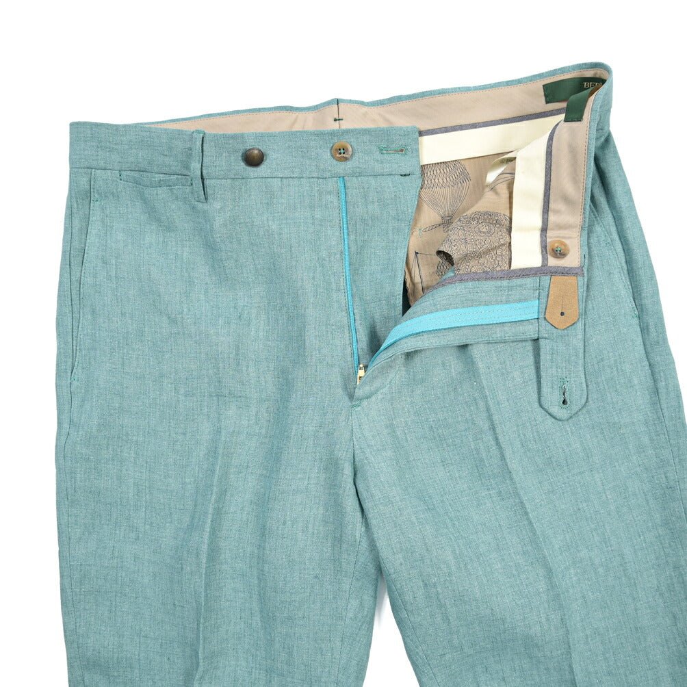 BERWICH “VULCANO 23” リネン100% ノータックスラックス グリーン(gem green) 48 | GUARDAROBA MILANO OFFICIAL STORE