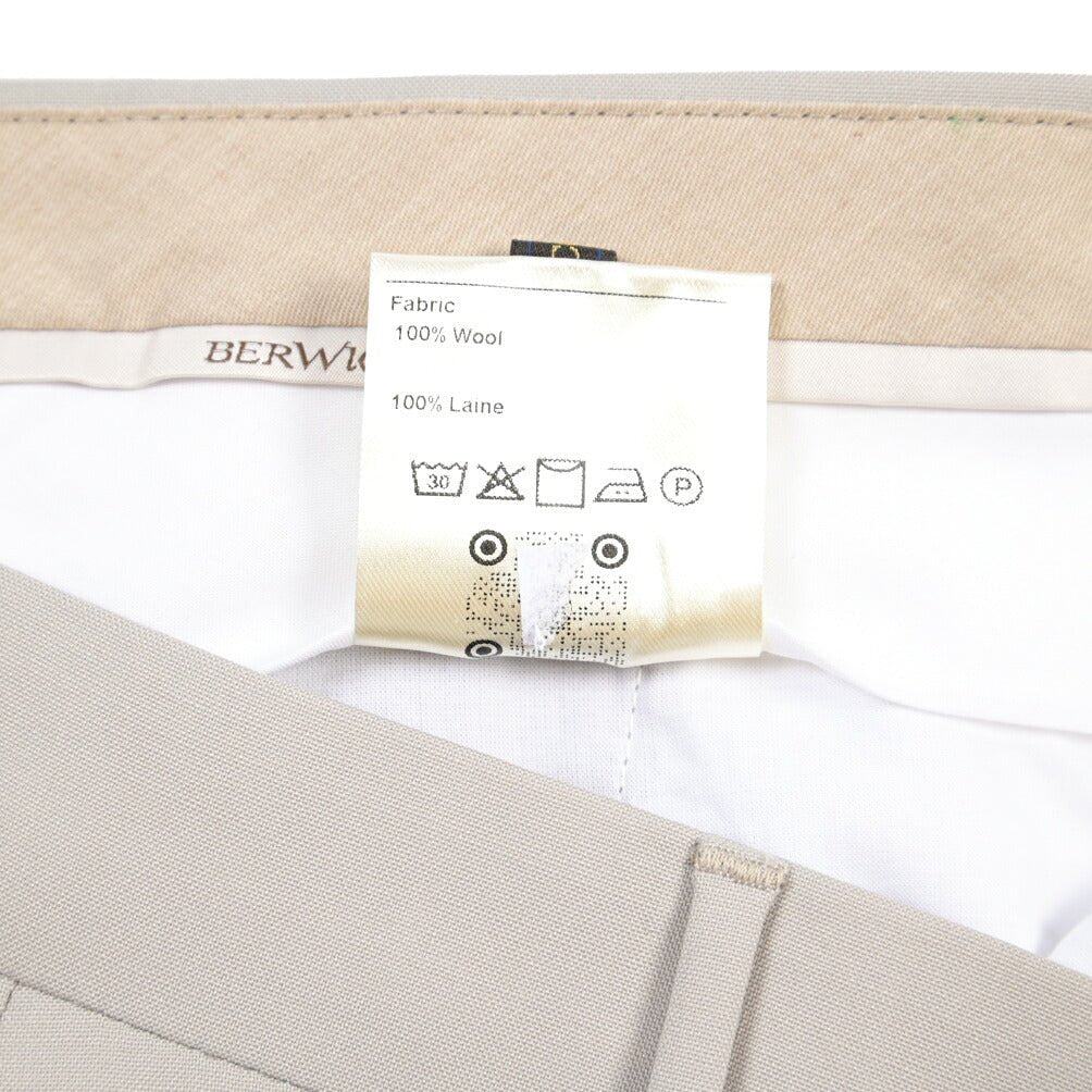 BERWICH “VULCANO 23” ウール100% ノータックスラックス / CANONICO製生地 ライトグレー(stone) 50 | GUARDAROBA MILANO OFFICIAL STORE