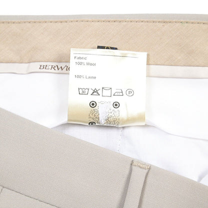 BERWICH “VULCANO 23” ウール100% ノータックスラックス / CANONICO製生地 ライトグレー(stone) 50 | GUARDAROBA MILANO OFFICIAL STORE