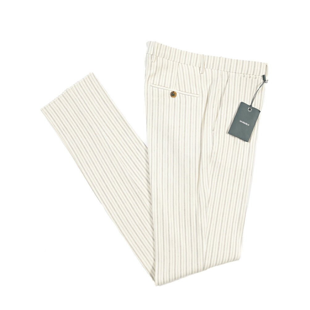 BERWICH “VULCANO 23” コットン混リネン ノータックパンツ オフホワイト(ecru) 46 | GUARDAROBA MILANO OFFICIAL STORE