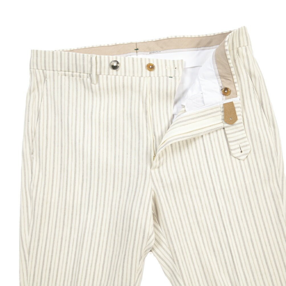 BERWICH “VULCANO 23” コットン混リネン ノータックパンツ オフホワイト(ecru) 46 | GUARDAROBA MILANO OFFICIAL STORE