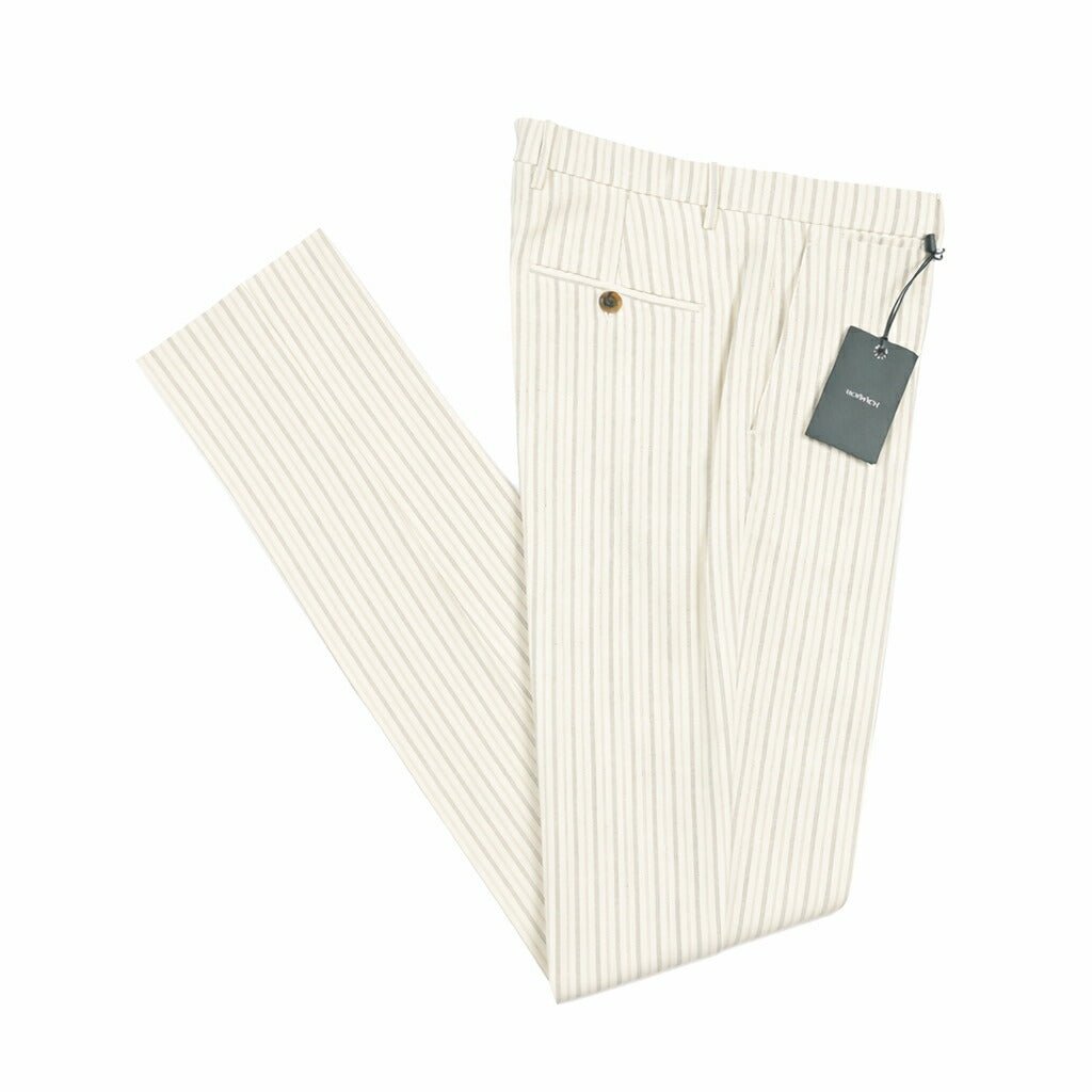 BERWICH “VULCANO 23” コットン混リネン ノータックパンツ オフホワイト(ecru) 46 | GUARDAROBA MILANO OFFICIAL STORE