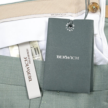 BERWICH “VULCANO 23” シルク混ウール ノータックスラックス グリーン(lt green) 46 | GUARDAROBA MILANO OFFICIAL STORE