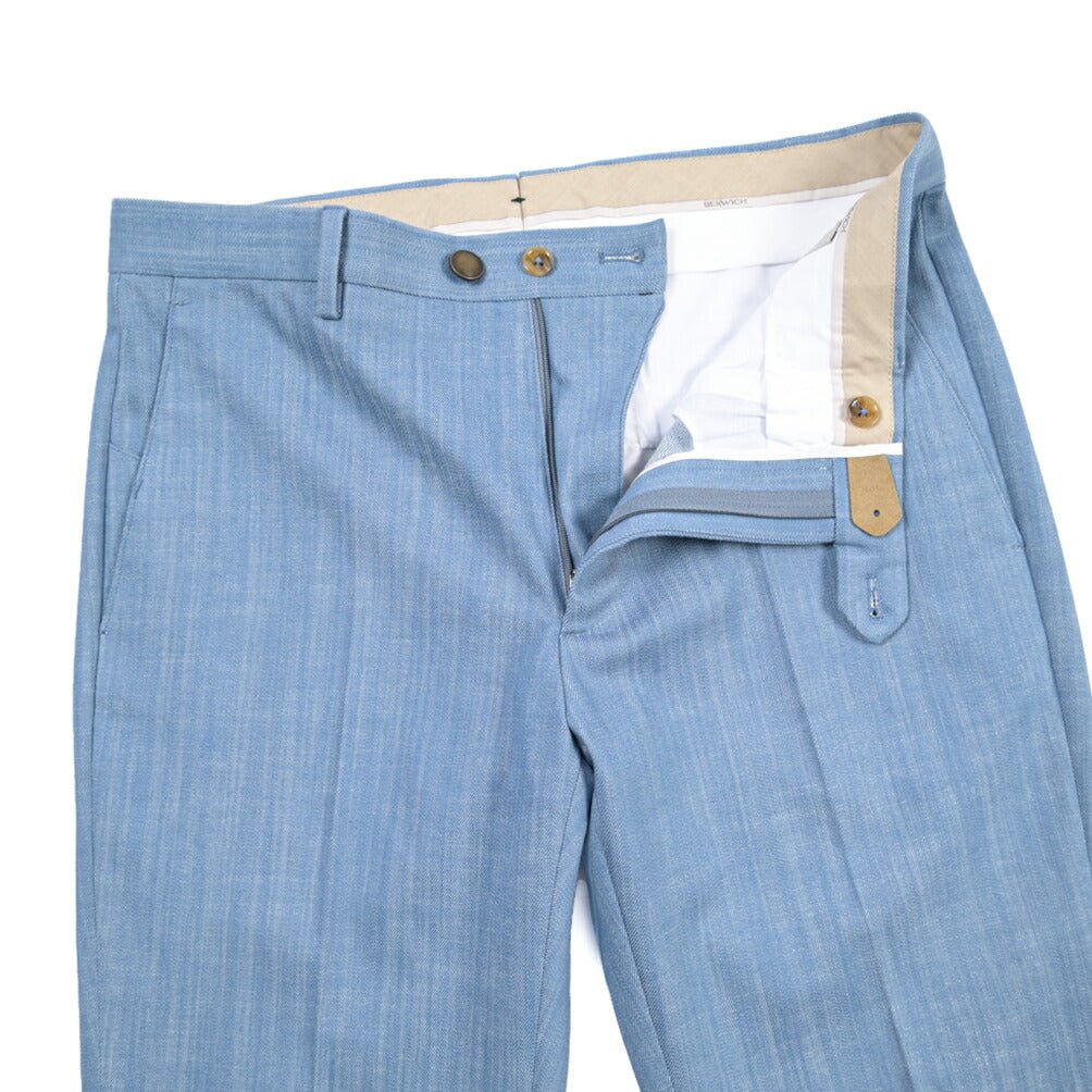 BERWICH “VULCANO 23” コットン混 ノータックパンツ ブルー(azure) 46 | GUARDAROBA MILANO OFFICIAL STORE