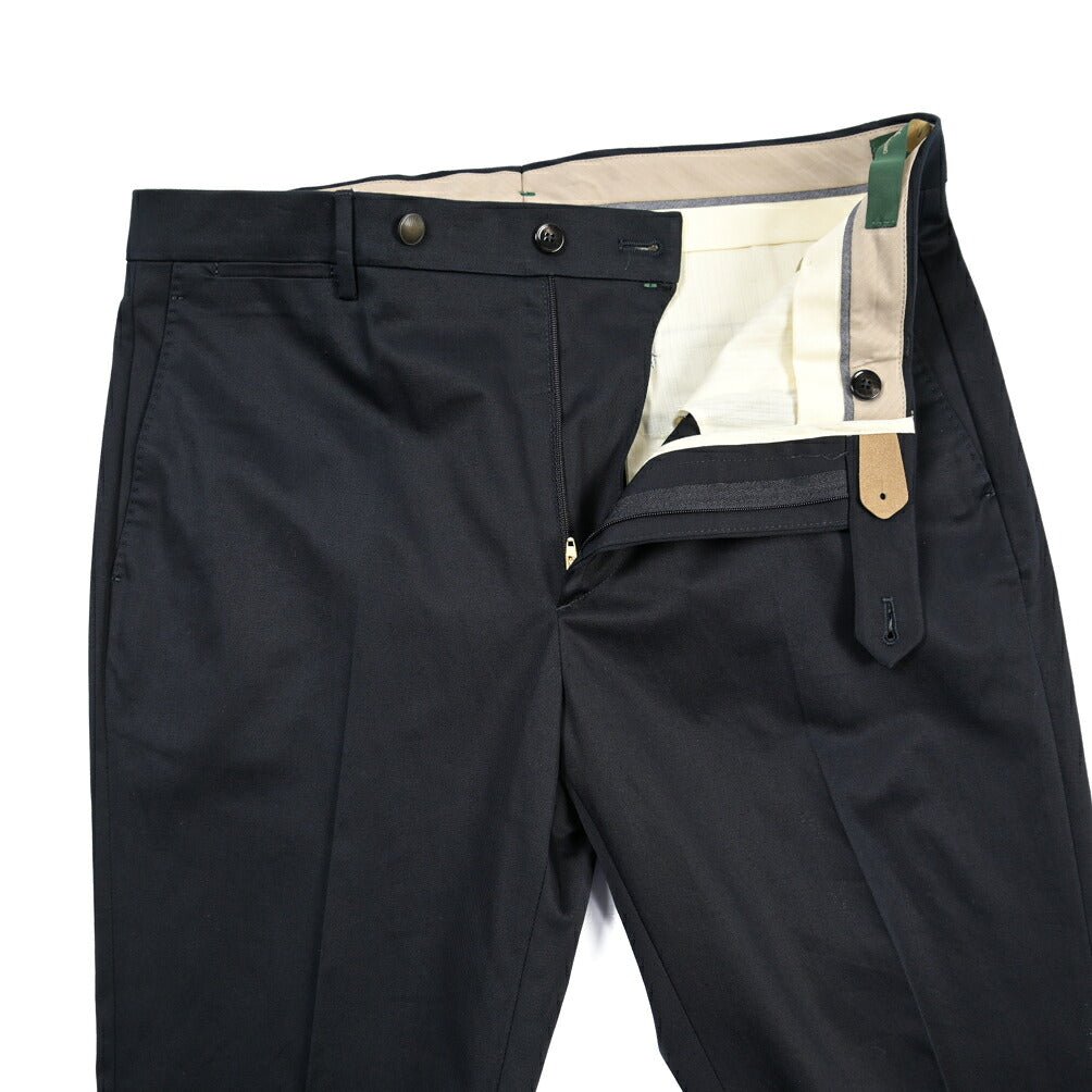 BERWICH “VULCANO 23” ストレッチコットン ノータックチノパンツ ネイビー(navy) 48 | GUARDAROBA MILANO OFFICIAL STORE