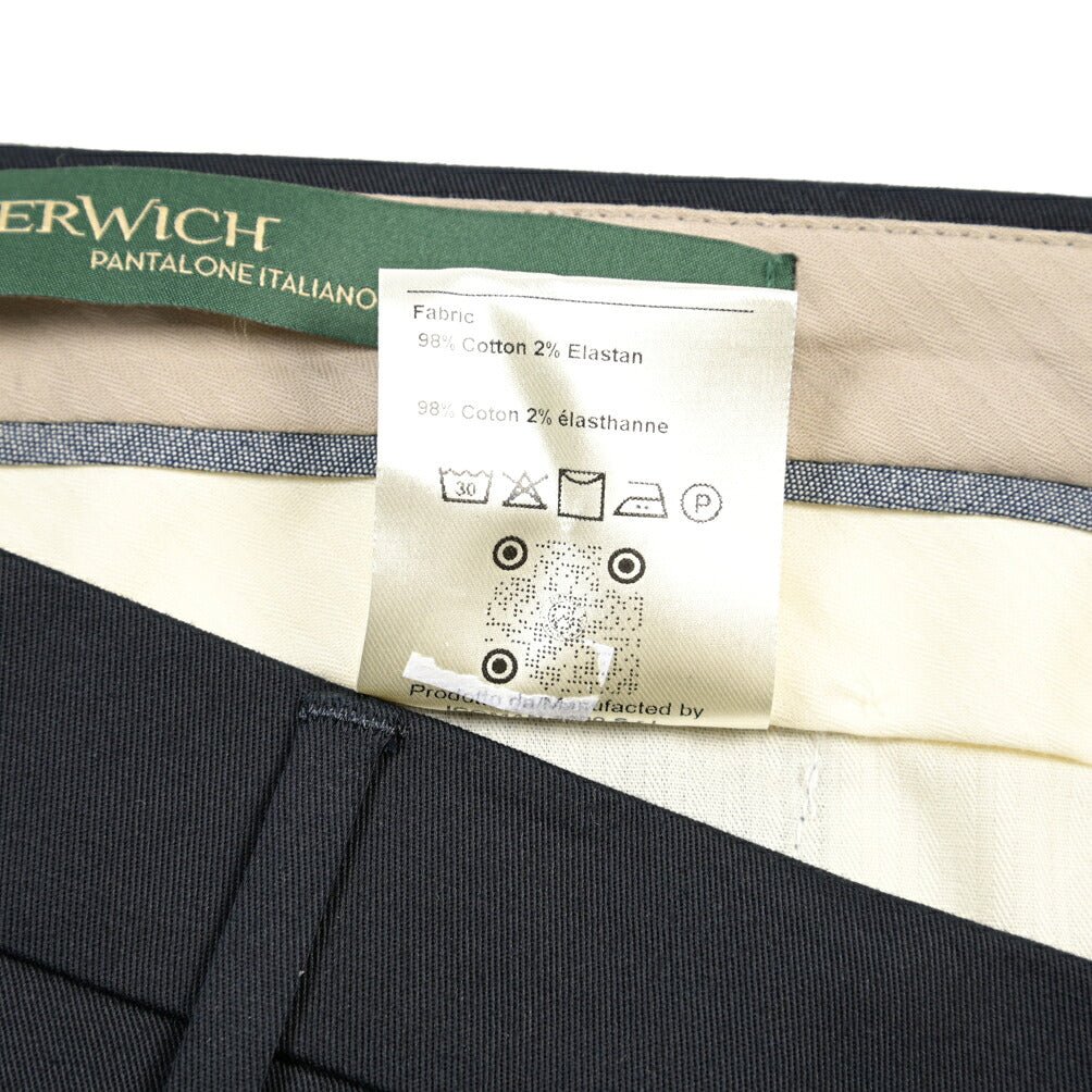 BERWICH “VULCANO 23” ストレッチコットン ノータックチノパンツ ネイビー(navy) 48 | GUARDAROBA MILANO OFFICIAL STORE