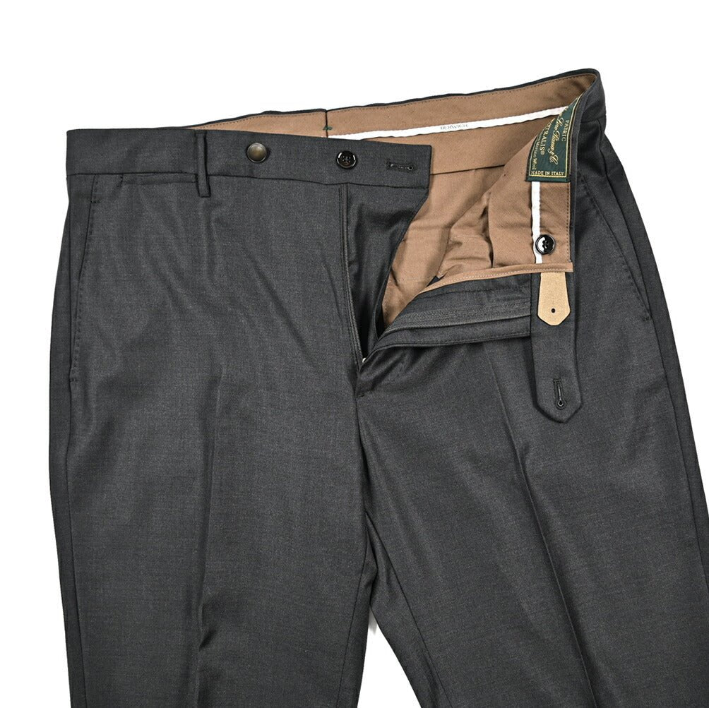 BERWICH “VULCANO” Super 150's ヴァージンウール100% スラックス / Loro Piana製生地 (AUSTRALIS) ダークグレー(smoke) 46 | GUARDAROBA MILANO OFFICIAL STORE