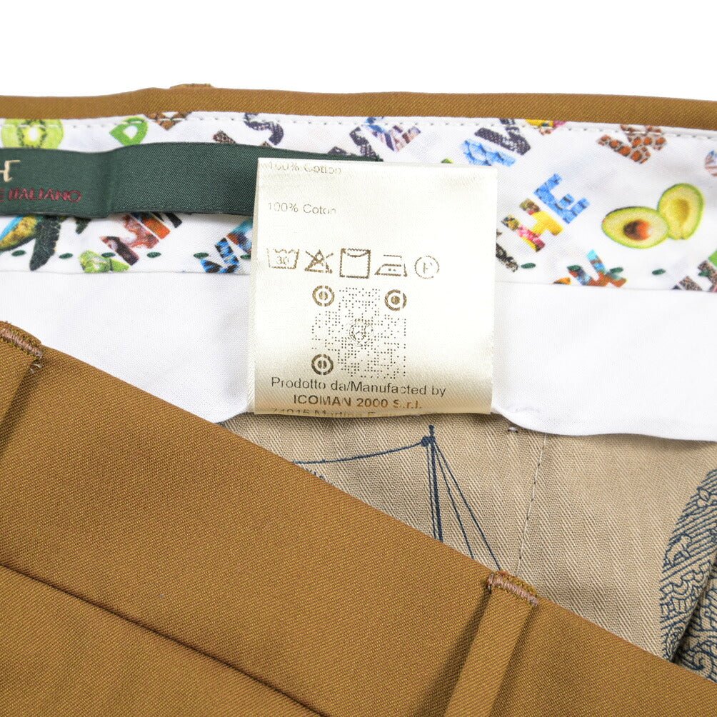 BERWICH “VULCANO Z” コットン100% ノータックチノパンツ (ソラーロ) ブラウン(okra) 48 | GUARDAROBA MILANO OFFICIAL STORE
