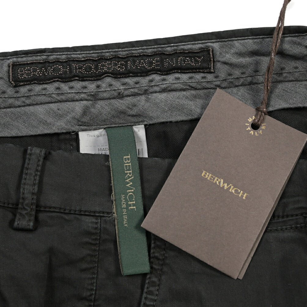 BERWICH “VULCANO Z 195-GD” ストレッチコットン ノータックチノパンツ ブラック(old999) 46 | GUARDAROBA MILANO OFFICIAL STORE