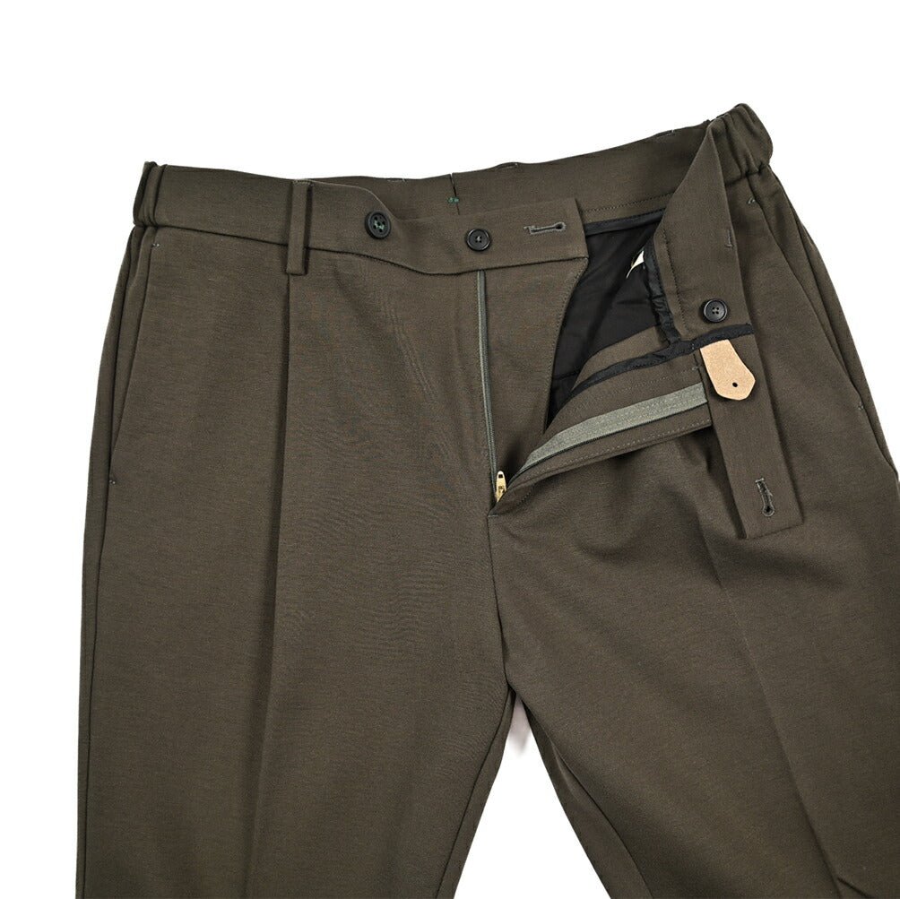 BERWICH “XRETRO” ビスコース混 ワンタックイージースラックス カーキグリーン(army) 46 | GUARDAROBA MILANO OFFICIAL STORE