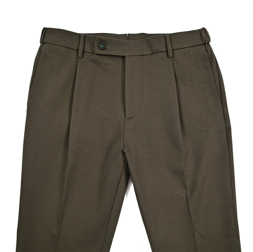 BERWICH “XRETRO” ビスコース混 ワンタックイージースラックス カーキグリーン(army) 46 | GUARDAROBA MILANO OFFICIAL STORE