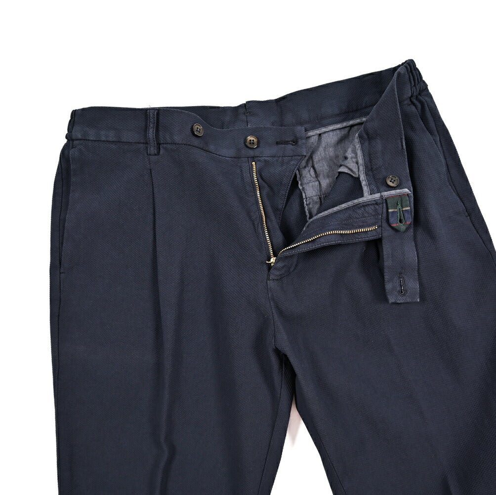 BERWICH "XRETRO - GD" ストレッチコットン ワンタックパンツ ネイビー(navy665) 52 | GUARDAROBA MILANO OFFICIAL STORE
