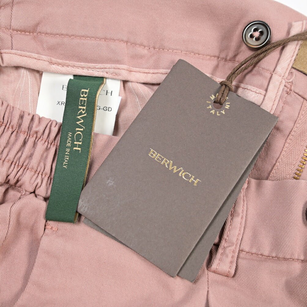 BERWICH “XRETRO LONG-GD” リヨセル混コットン ワンタックパンツ ピンク(rosa474) 50 | GUARDAROBA MILANO OFFICIAL STORE